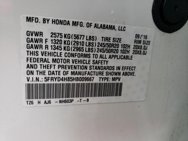 5FRYD4H85HB009667 - 2017 ACURA MDX ADVANC WHITE photo 13
