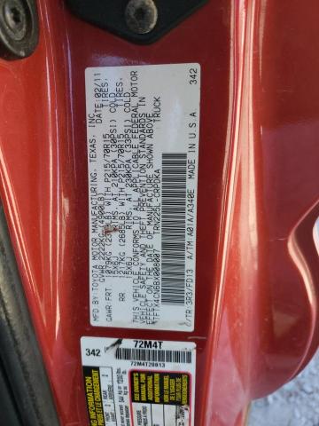 5TFTX4CN6BX008007 - 2011 TOYOTA TACOMA ACCESS CAB RED photo 12