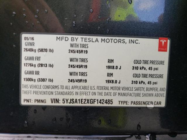 5YJSA1E2XGF142485 - 2016 TESLA MODEL S ნაცრისფერი ფოტო 12