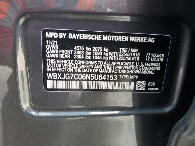 WBXJG7C06N5U64153 - 2022 BMW X1 SDRIVE28I GRAY photo 13
