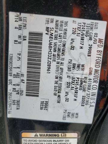 5LMEU68H33ZJ28961 - 2003 LINCOLN AVIATOR 黑色 照片 13