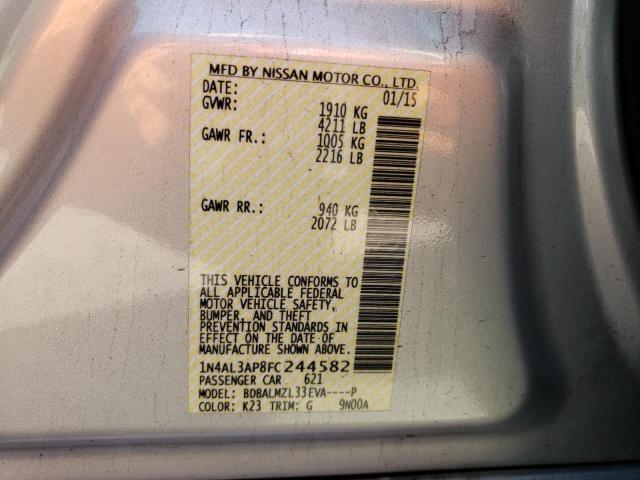 1N4AL3AP8FC244582 - 2015 NISSAN ALTIMA 2.5 SILVER photo 12