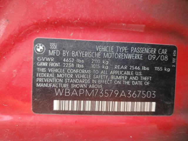 WBAPM73579A367503 - 2009 BMW 335 I RED photo 13