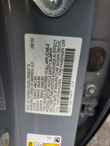 1HGCV3F25NA033068 - 2022 HONDA ACCORD HYBRID SPORT GRAY photo 12