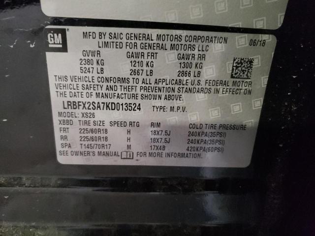 LRBFX2SA7KD013524 - 2019 BUICK ENVISION ESSENCE BLACK photo 13
