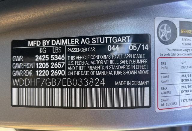 WDDHF7GB7EB033824 - 2014 MERCEDES-BENZ E 63 AMG-S GRAY photo 10