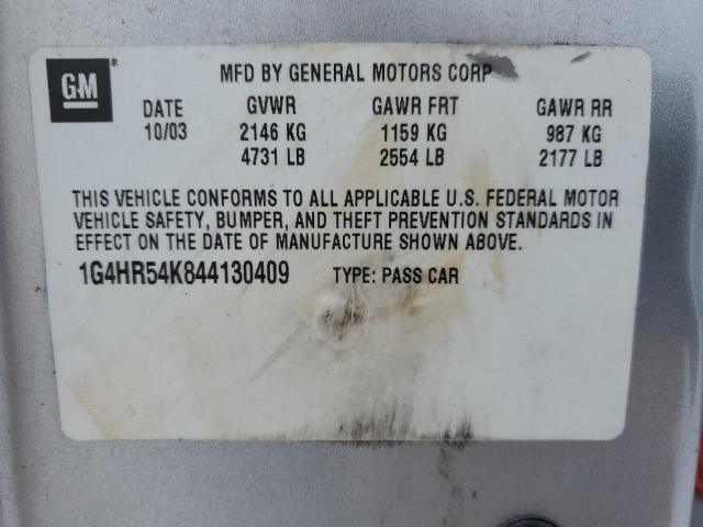 1G4HR54K844130409 - 2004 BUICK LESABRE LIMITED SILVER photo 12