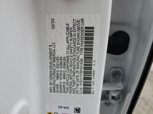 1HGCY1F35PA014088 - 2023 HONDA ACCORD EX WHITE photo 12