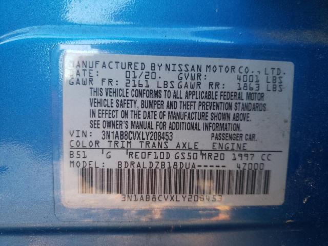 3N1AB8CVXLY208453 - 2020 NISSAN SENTRA SV BLUE photo 12