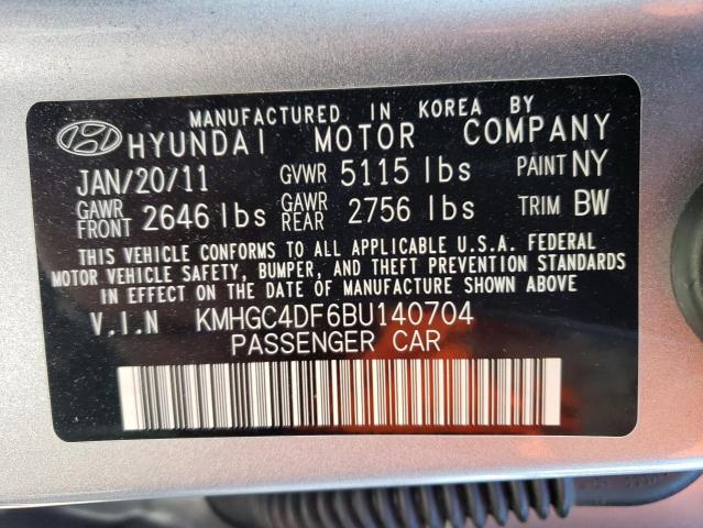 KMHGC4DF6BU140704 - 2011 HYUNDAI GENESIS 4.6L SILVER photo 12