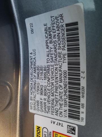 19XFL2H82NE019090 - 2022 HONDA CIVIC SPORT 银色 照片 12