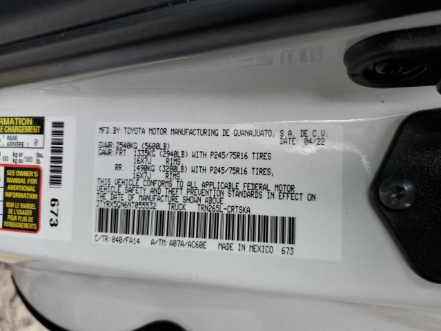 3TYRX5GN6NT055532 - 2022 TOYOTA TACOMA ACCESS CAB თეთრი ფოტო 12