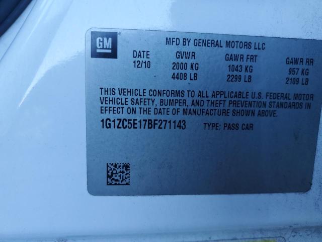 1G1ZC5E17BF271143 - 2011 CHEVROLET MALIBU 1LT 白色 照片 12