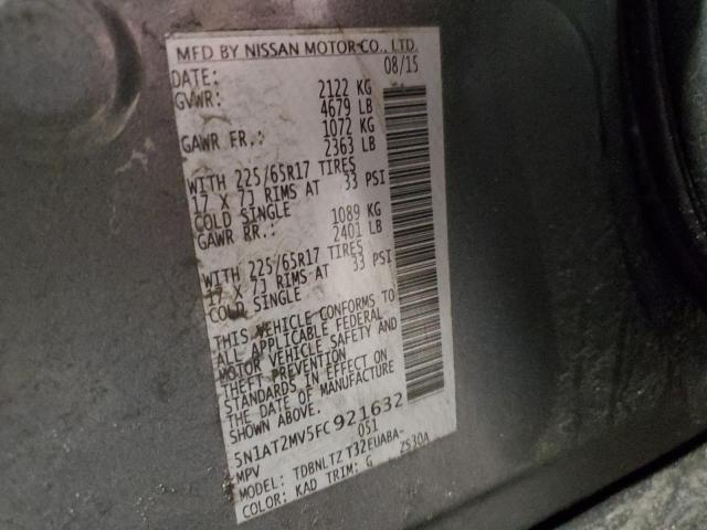 5N1AT2MV5FC921632 - 2015 NISSAN ROGUE S GRAY photo 13