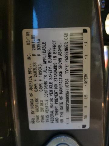 1HGCP26899A118784 - 2009 HONDA ACCORD EXL GRAY photo 12