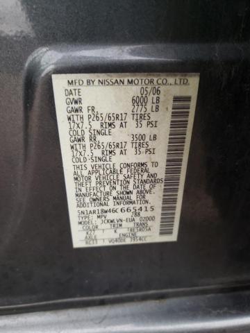 5N1AR18W46C665415 - 2006 NISSAN PATHFINDER LE ნაცრისფერი ფოტო 12