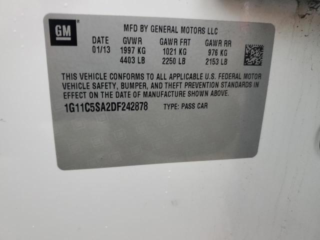 1G11C5SA2DF242878 - 2013 CHEVROLET MALIBU 1LT 白色 照片 12