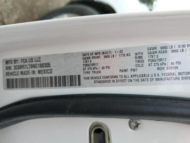 3C6RR7LT8NG188305 - 2022 RAM 1500 CLASS SLT 白色 照片 10