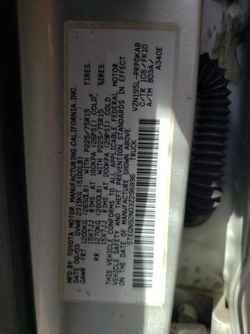 5TEGN92N03Z296896 - 2003 TOYOTA TACOMA DOUBLE CAB PRERUNNER SILVER photo 12