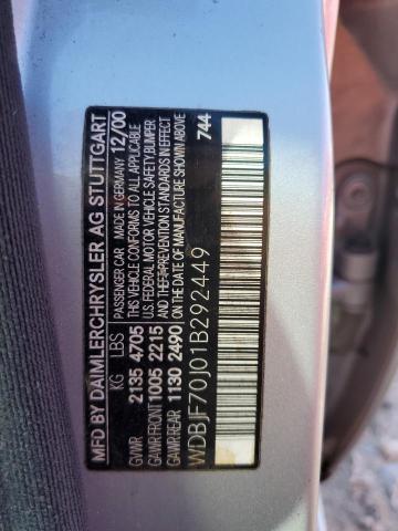 WDBJF70J01B292449 - 2001 MERCEDES-BENZ E 430 SILVER photo 13