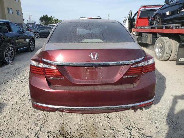 1HGCR2F36GA063660 - 2016 HONDA ACCORD LX BURGUNDY photo 6