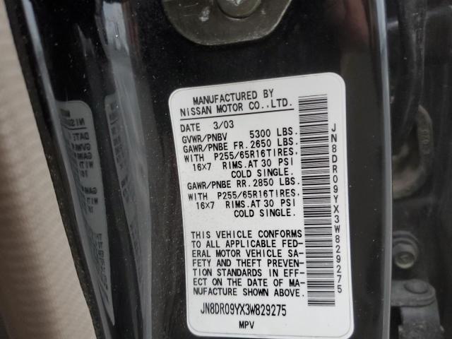 JN8DR09YX3W829275 - 2003 NISSAN PATHFINDER LE შავი ფოტო 13