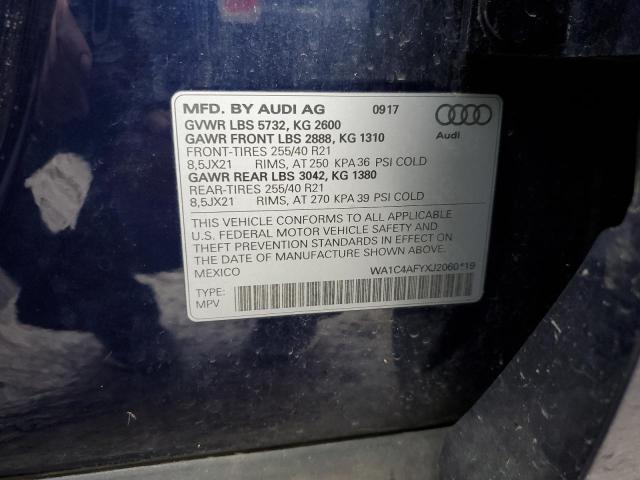 WA1C4AFYXJ2060419 - 2018 AUDI SQ5 PRESTIGE BLUE photo 14