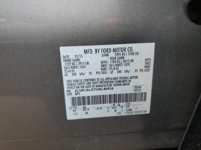 2LMPJ6LR7GBL49934 - 2016 LINCOLN MKX RESERVE Արծաթագույն լուսանկար 12