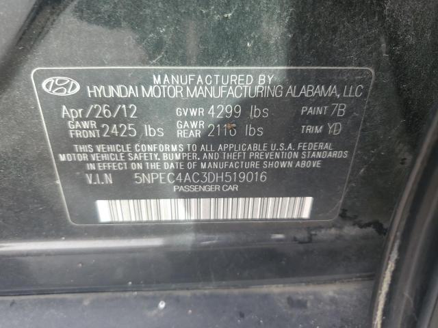 5NPEC4AC3DH519016 - 2013 HYUNDAI SONATA SE BLACK photo 13