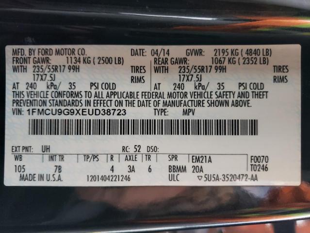 1FMCU9G9XEUD38723 - 2014 FORD ESCAPE SE BLACK photo 13