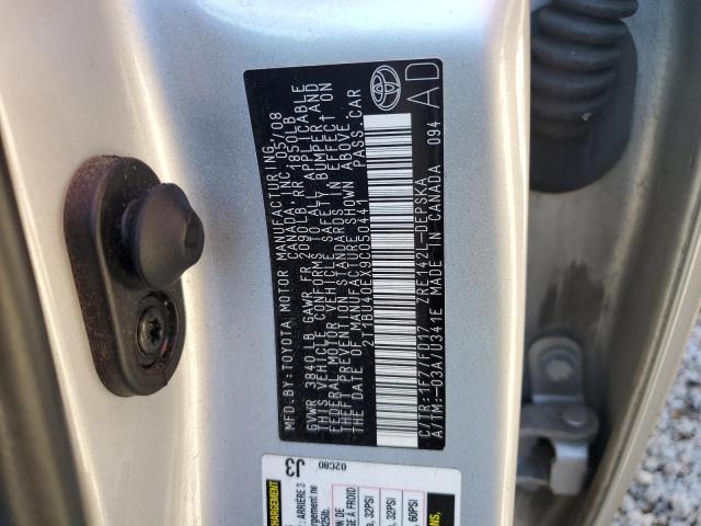 2T1BU40EX9C050441 - 2009 TOYOTA COROLLA BASE SILVER photo 12