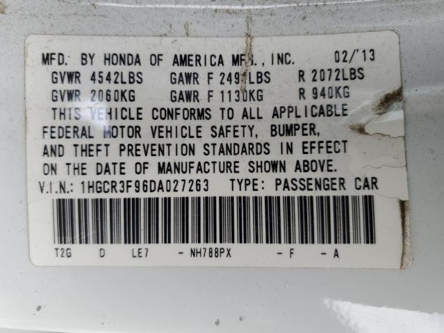 1HGCR3F96DA027263 - 2013 HONDA ACCORD TOURING WHITE photo 13