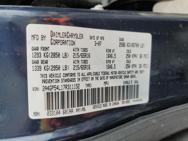 2A4GP54L17R311152 - 2007 CHRYSLER TOWN & COU TOURING ლურჯი ფოტო 14