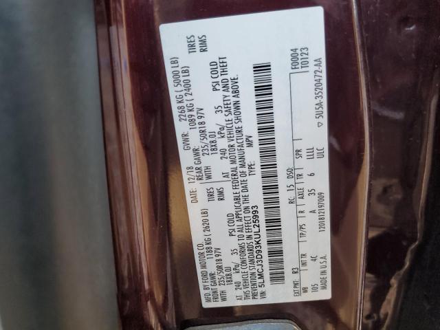 5LMCJ3D93KUL25993 - 2019 LINCOLN MKC RESERVE Qırmızı foto 12