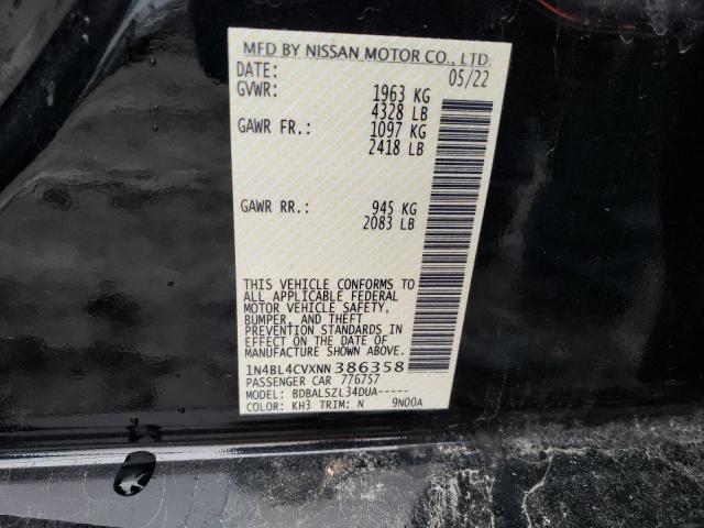 1N4BL4CVXNN386358 - 2022 NISSAN ALTIMA SR BLACK photo 12