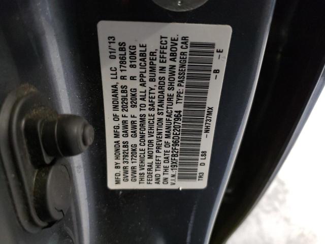 19XFB2F96DE207964 - 2013 HONDA CIVIC EXL ნაცრისფერი ფოტო 13