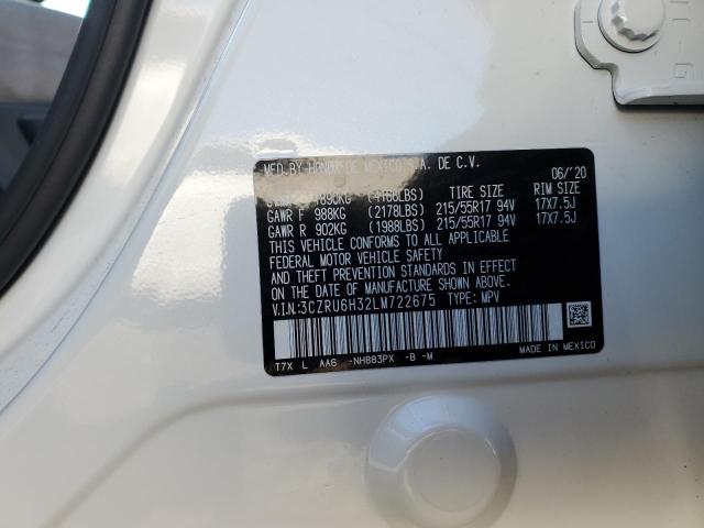 3CZRU6H32LM722675 - 2020 HONDA HR-V LX WHITE photo 12