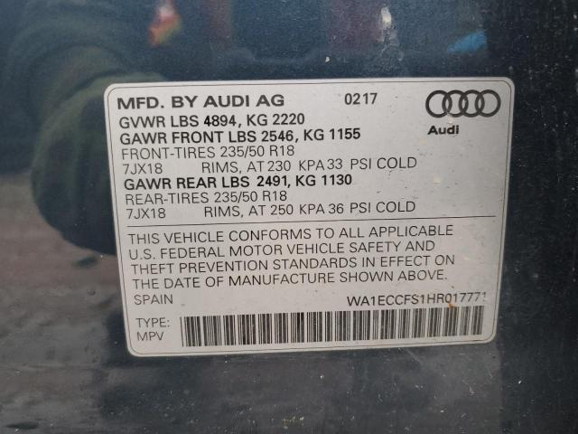 WA1ECCFS1HR017771 - 2017 AUDI Q3 PREMIUM BLUE photo 14