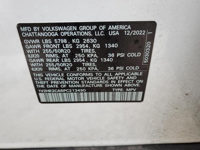 1V2HE2CA5PC213490 - 2023 VOLKSWAGEN ATLAS CROS SE WHITE photo 12