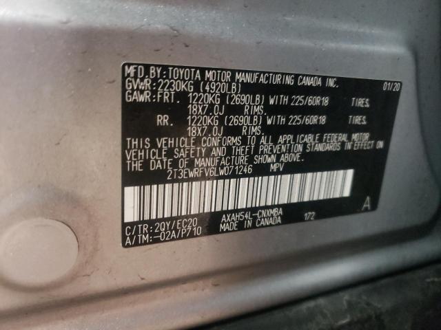 2T3EWRFV6LW071246 - 2020 TOYOTA RAV4 XSE SILVER photo 14