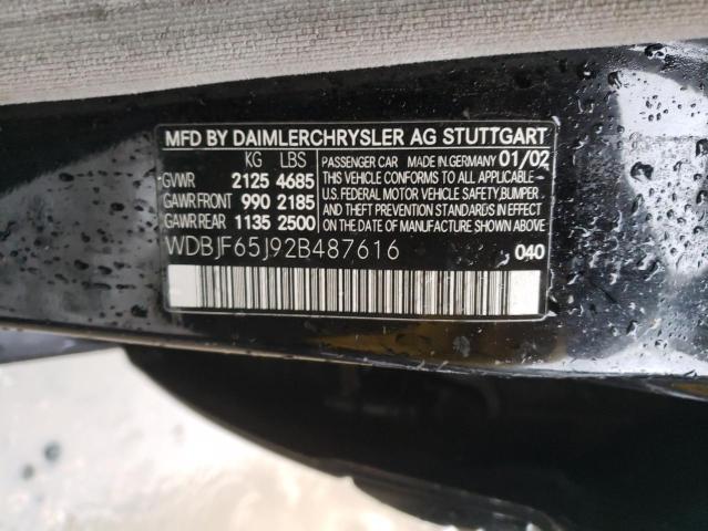 WDBJF65J92B487616 - 2002 MERCEDES-BENZ E 320 BLACK photo 12