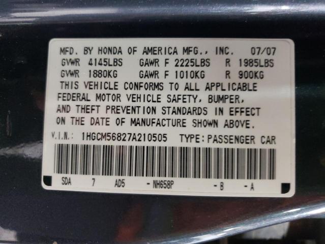 1HGCM56827A210505 - 2007 HONDA ACCORD EX GRAY photo 12