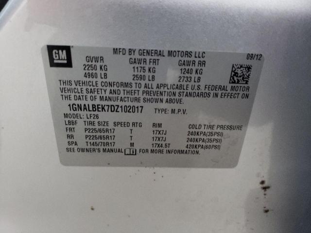 1GNALBEK7DZ102017 - 2013 CHEVROLET EQUINOX LS SILVER photo 13