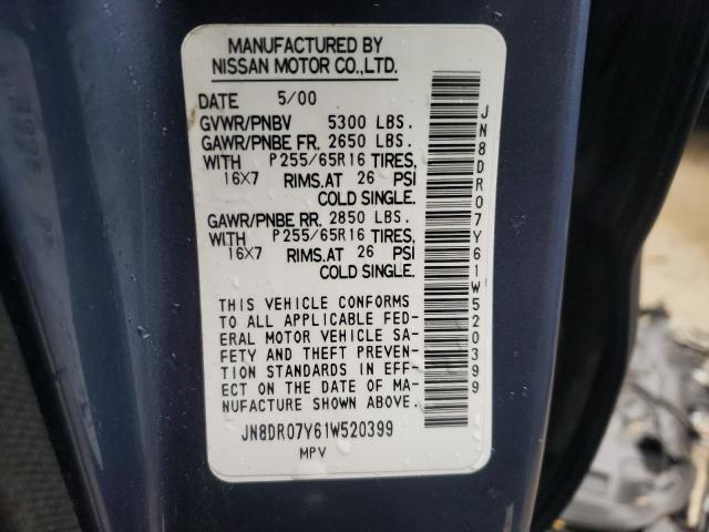 JN8DR07Y61W520399 - 2001 NISSAN PATHFINDER LE 蓝色 照片 13