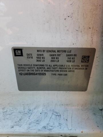 1G1JA6SH6G4155929 - 2016 CHEVROLET SONIC LS 白色 照片 12