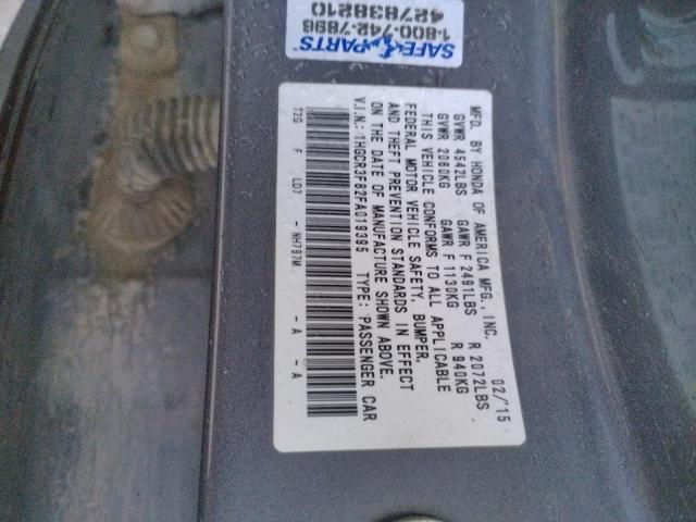 1HGCR3F82FA019395 - 2015 HONDA ACCORD EXL CHARCOAL photo 12