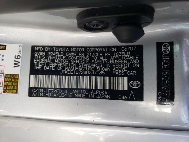 JTKDE167280237185 - 2008 TOYOTA SCION TC 银色 照片 13