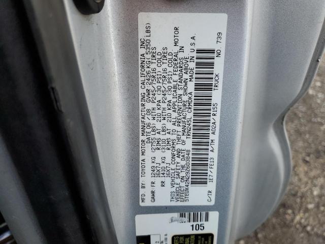 5TEUX42N29Z603848 - 2009 TOYOTA TACOMA ACCESS CAB Күміс фото 12