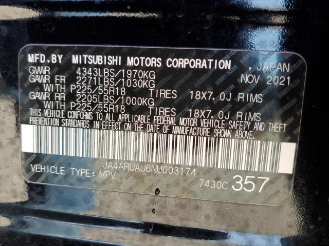 JA4ARUAU6NU003174 - 2022 MITSUBISHI OUTLANDER ES შავი ფოტო 13