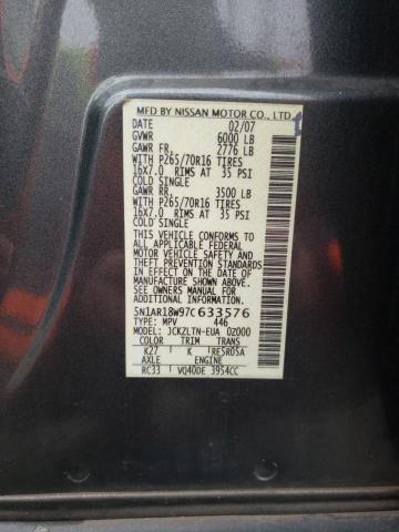 5N1AR18W97C633576 - 2007 NISSAN PATHFINDER LE ნაცრისფერი ფოტო 13